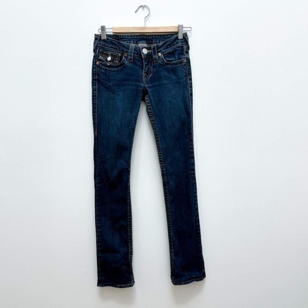 True Religion Billy Straight Jeans Embellished with Rhinestones